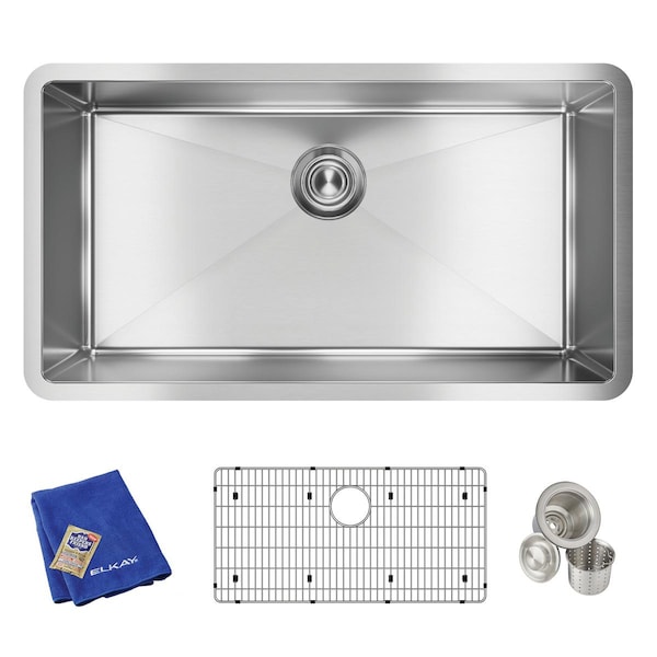 Elkay Crosstown 16 Gg SS 32.5'x18'x10' 1-Bowl Undermount Kit